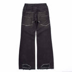 Custom Men's Black Double Layer Double Pocket Baggy Jeans
