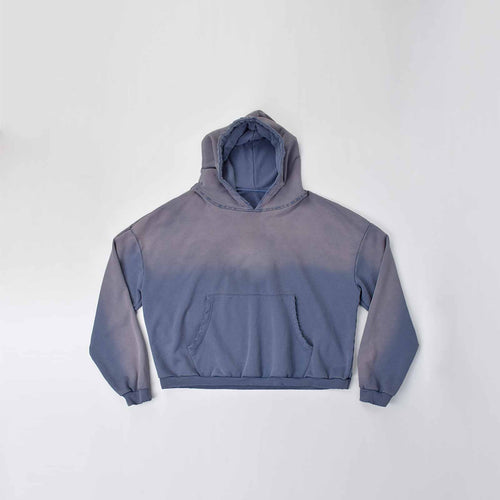 Custom Men's Sun Faded Cropped Boxy Oversize Hoodie Vintage Washed