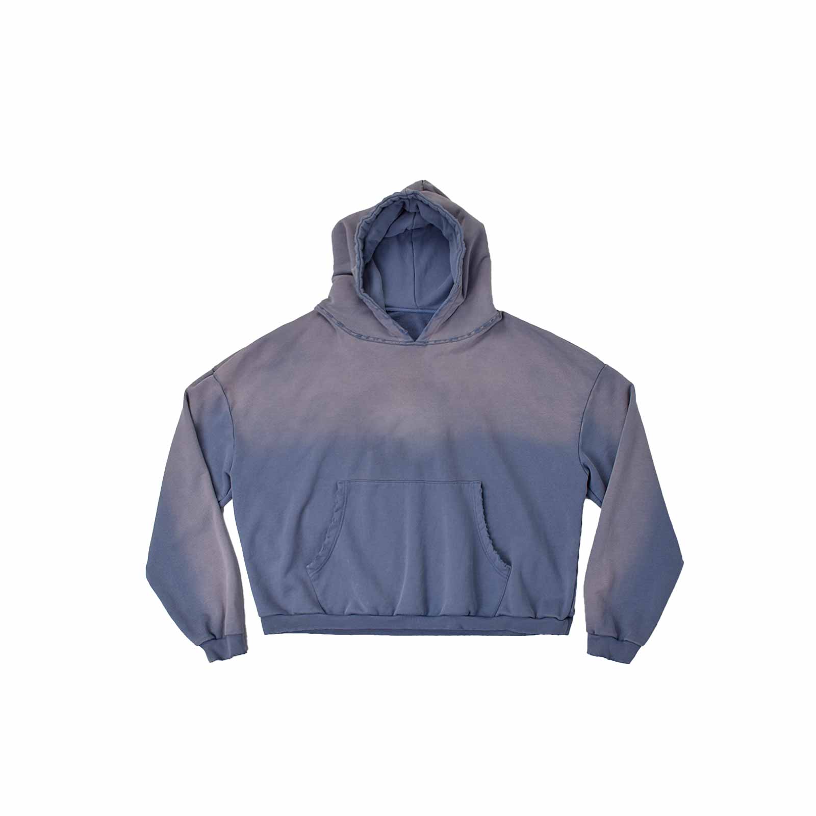 Custom Men's Sun Faded Cropped Boxy Oversize Hoodie Vintage Washed
