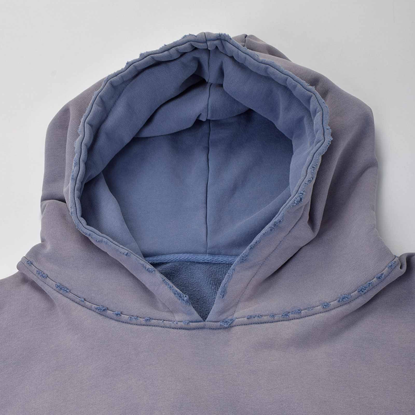 Custom Men's Sun Faded Cropped Boxy Oversize Hoodie Vintage Washed