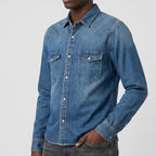 Custom Unisex Regular Fit Blue Washed Denim Shirts
