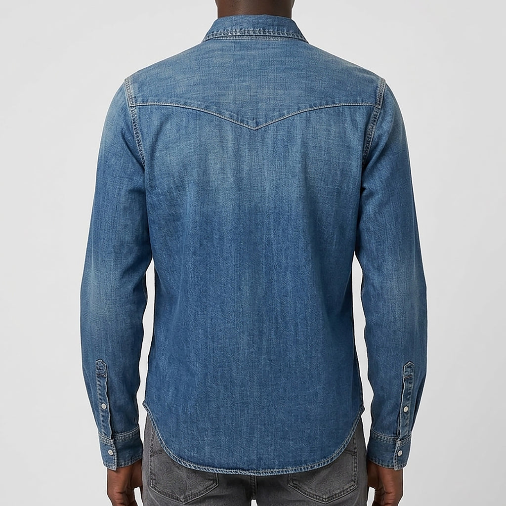 Custom Unisex Regular Fit Blue Washed Denim Shirts