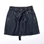 Custom Women's Eco-Friendly A-Line Mini Denim Skirt With Belt