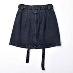 Custom Women's Eco-Friendly A-Line Mini Denim Skirt With Belt