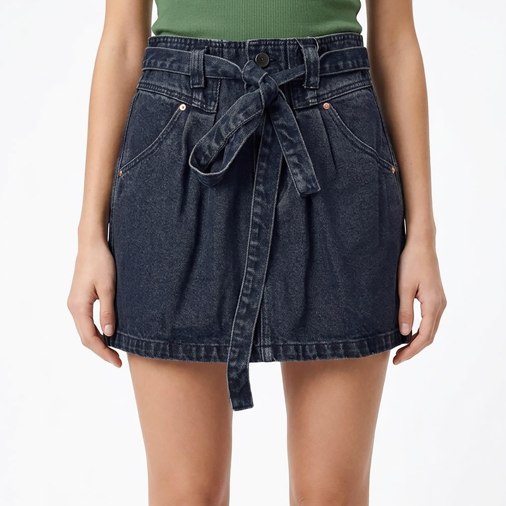 Custom Women's Eco-Friendly A-Line Mini Denim Skirt With Belt