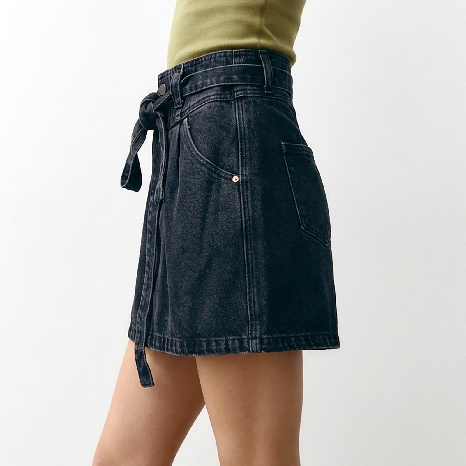 Custom Women's Eco-Friendly A-Line Mini Denim Skirt With Belt