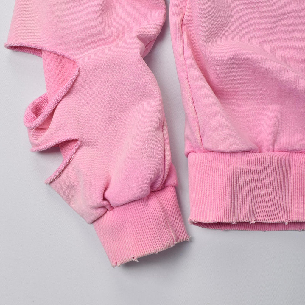 Custom Unisex Distressed Sun faded Washed Pink Hoodie