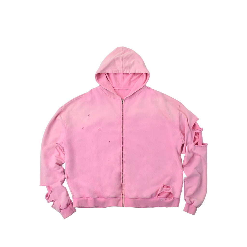 Custom Unisex Distressed Sun faded Washed Pink Hoodie
