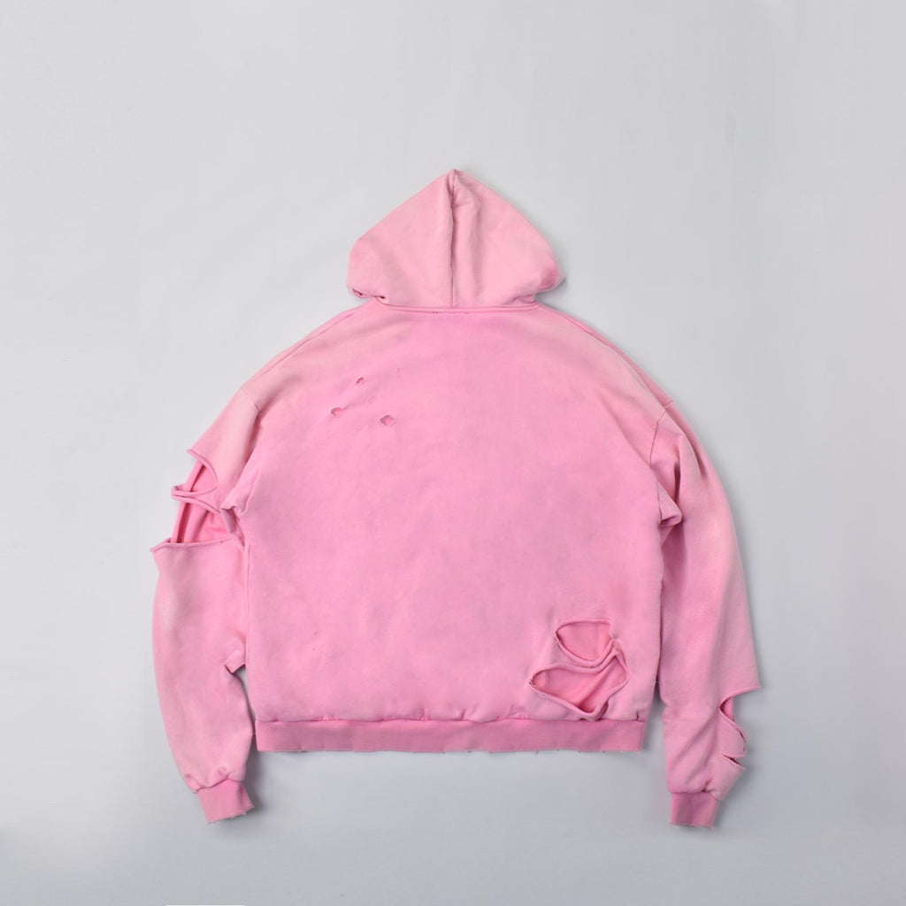 Custom Unisex Distressed Sun faded Washed Pink Hoodie