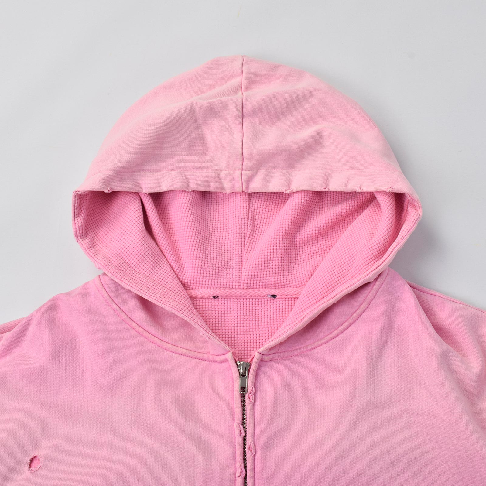 Custom Unisex Distressed Sun faded Washed Pink Hoodie