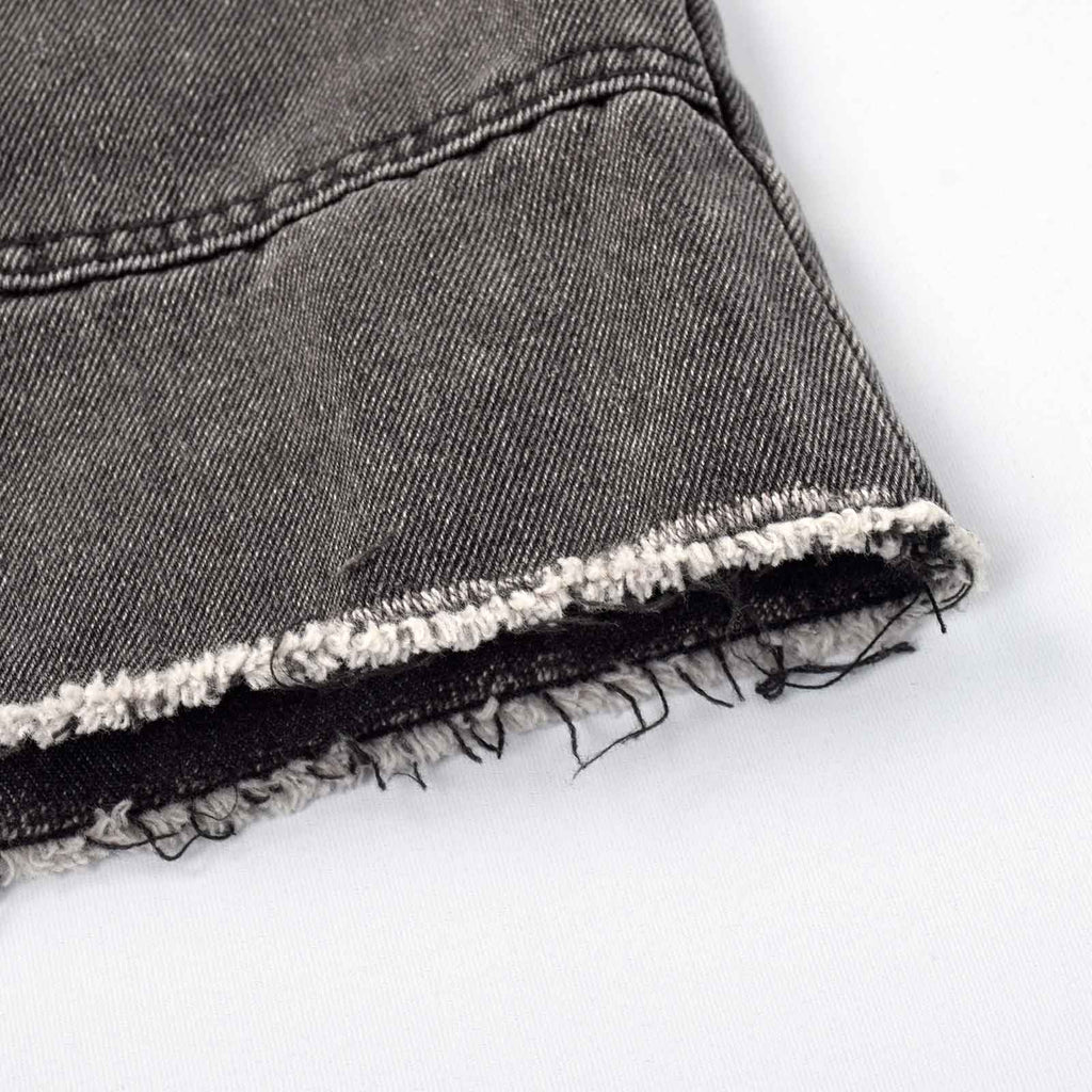 Custom Women's A-Line Raw Hem Mini Denim Skirt With Long Zipper