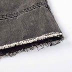 Custom Women's A-Line Raw Hem Mini Denim Skirt With Long Zipper