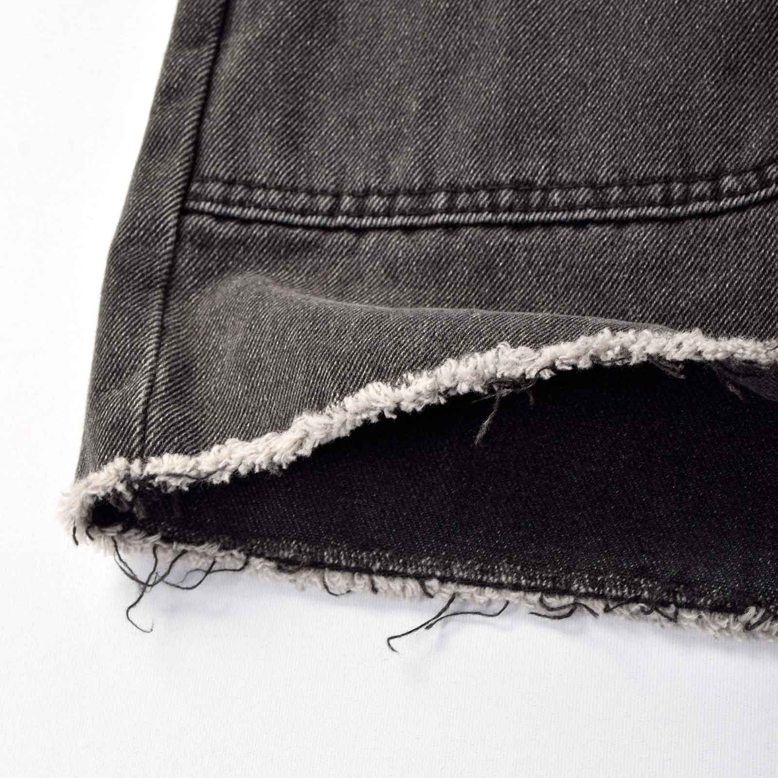 Custom Women's A-Line Raw Hem Mini Denim Skirt With Long Zipper