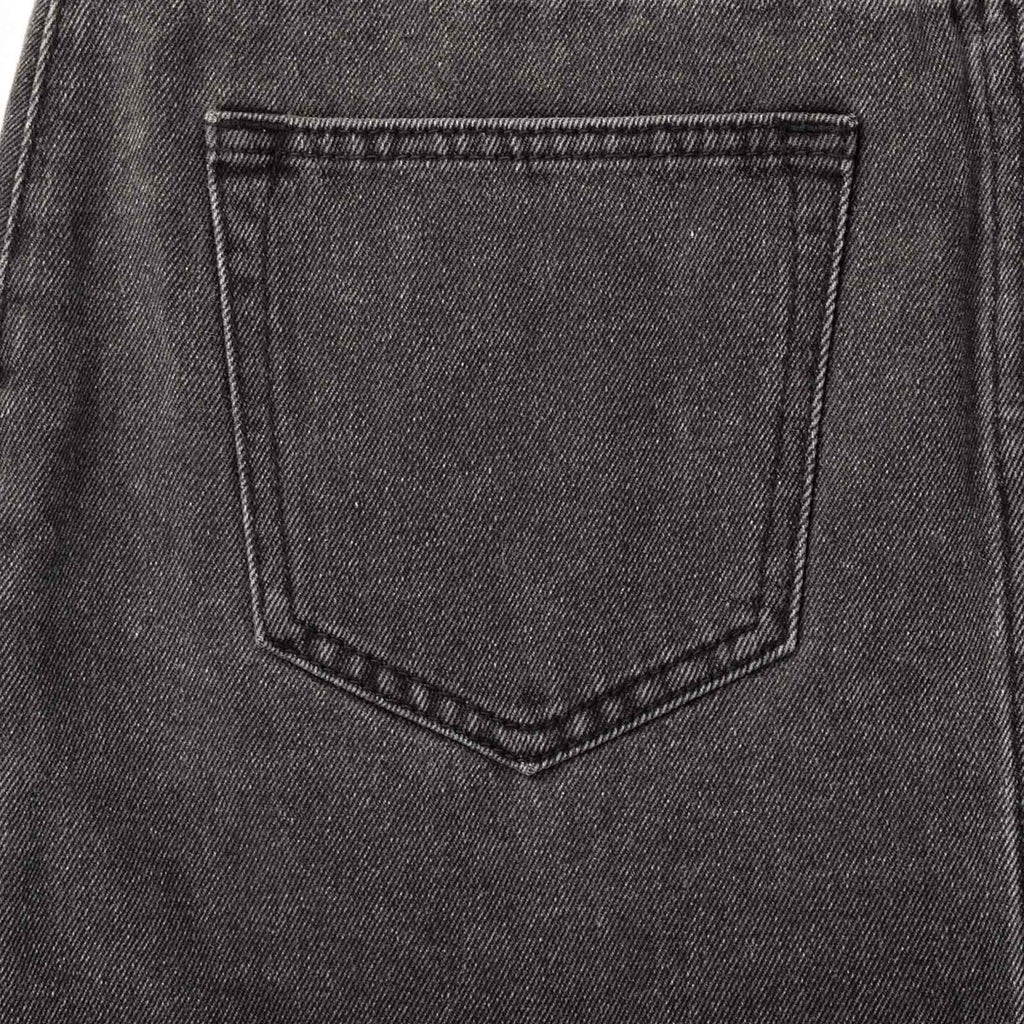 Custom Women's A-Line Raw Hem Mini Denim Skirt With Long Zipper