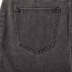 Custom Women's A-Line Raw Hem Mini Denim Skirt With Long Zipper