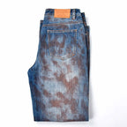 Custom Men's Blue Baggy Jeans With Vintage Dirty Washed