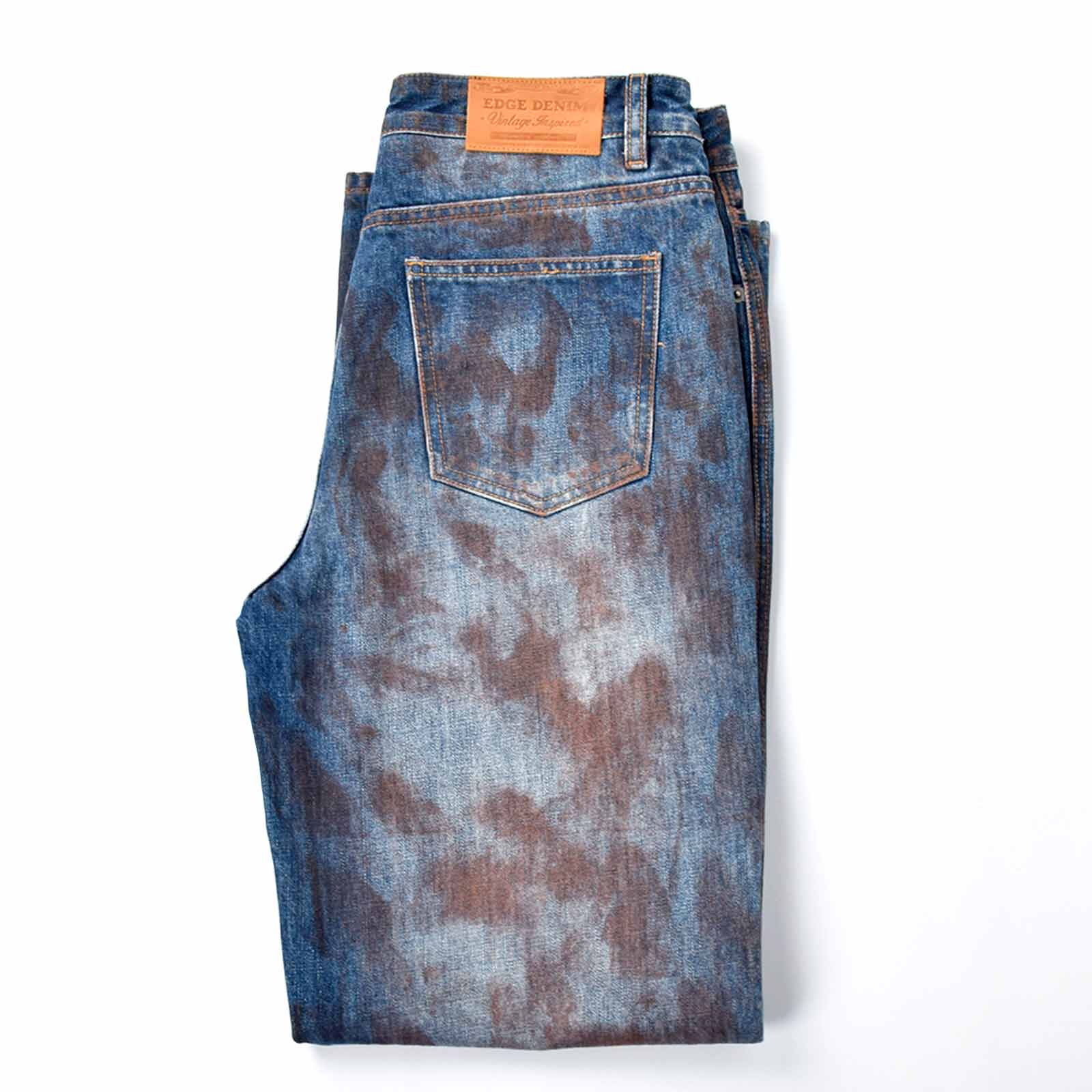 Custom Men's Blue Baggy Jeans With Vintage Dirty Washed