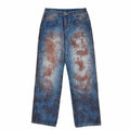 Custom Men's Blue Baggy Jeans With Vintage Dirty Washed