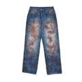 Custom Men's Blue Baggy Jeans With Vintage Dirty Washed