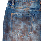 Custom Men's Blue Baggy Jeans With Vintage Dirty Washed