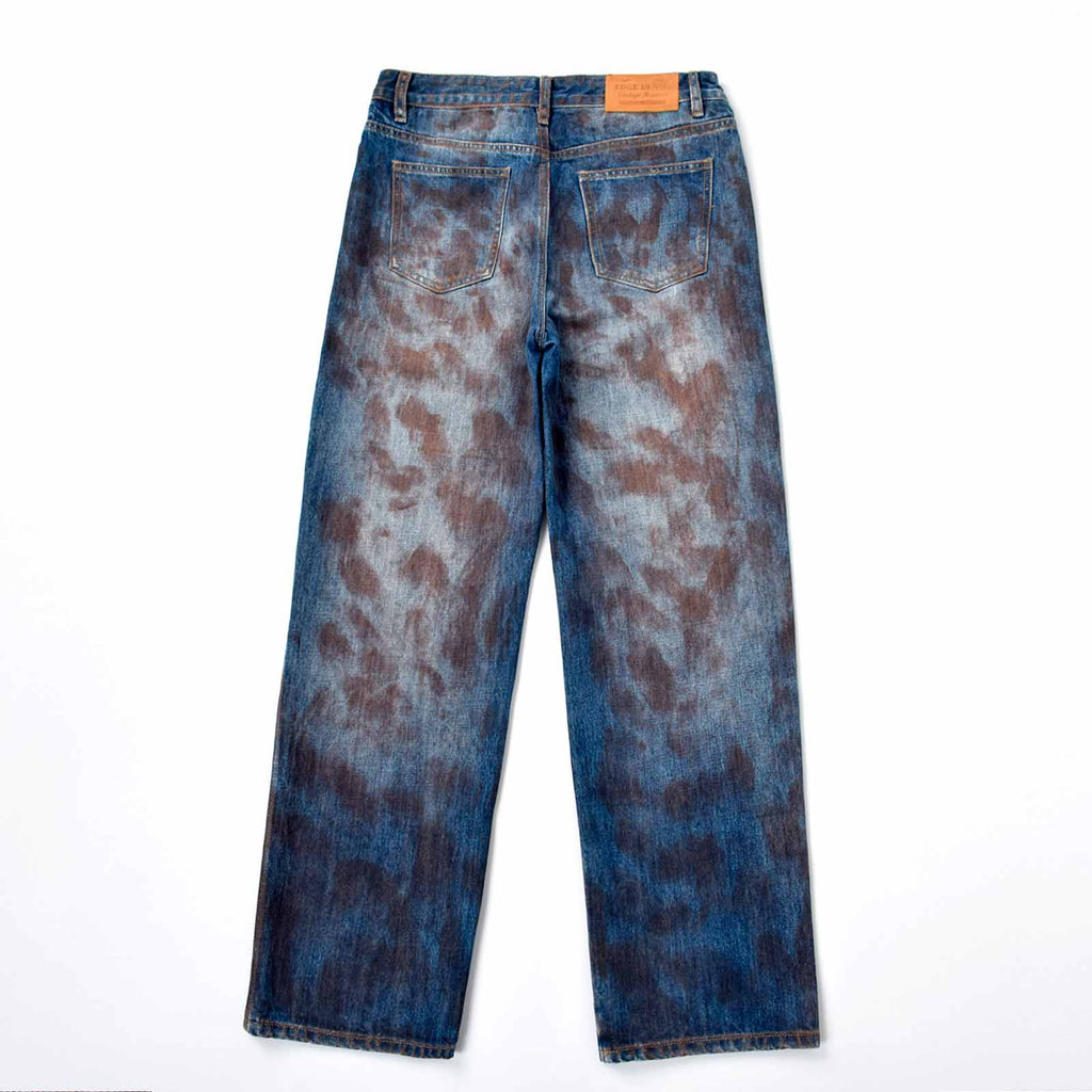 Custom Men's Blue Baggy Jeans With Vintage Dirty Washed