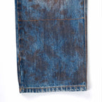 Custom Men's Blue Baggy Jeans With Vintage Dirty Washed