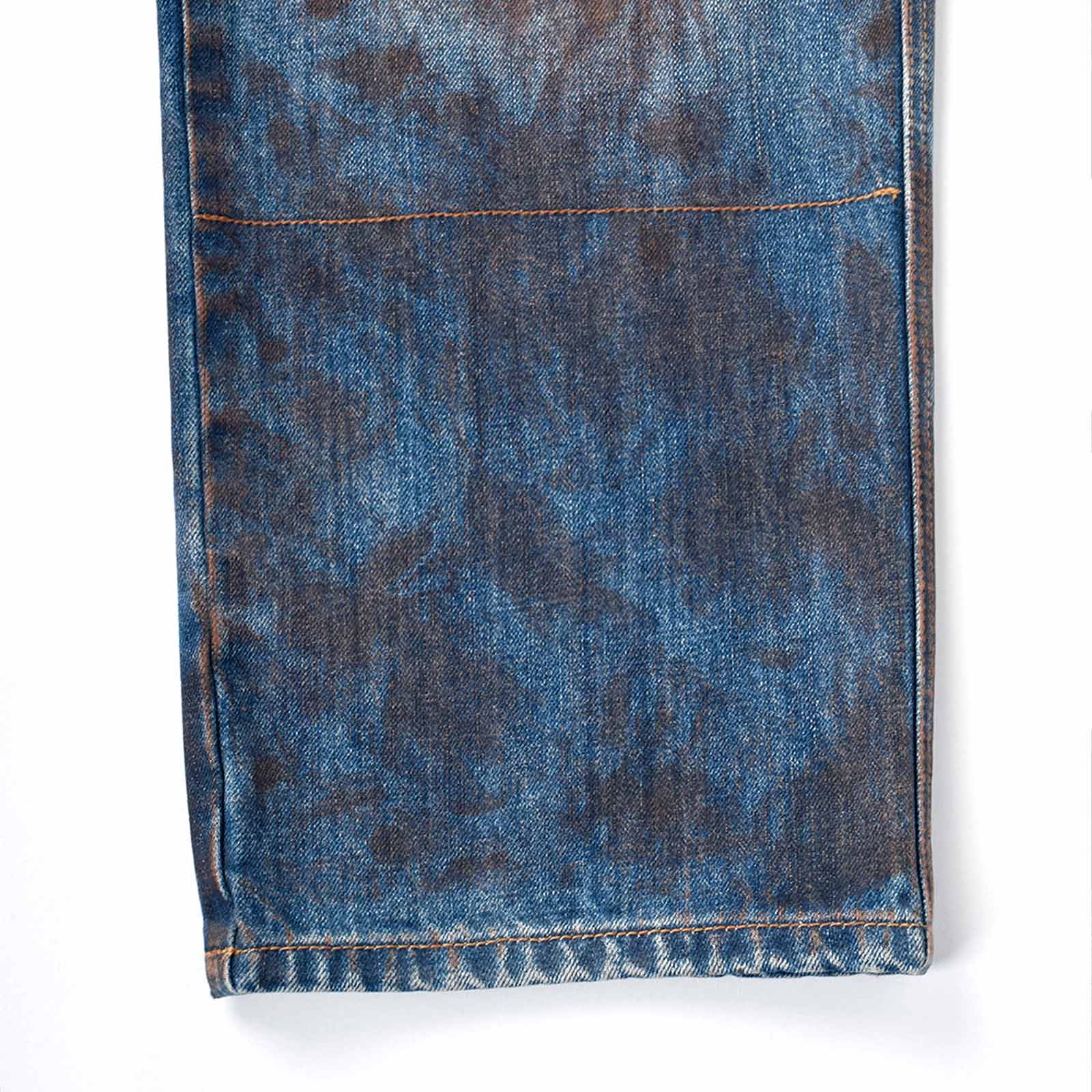 Custom Men's Blue Baggy Jeans With Vintage Dirty Washed