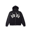 Custom Men's Black Distressed Embroidery Rhinestone Hoodie
