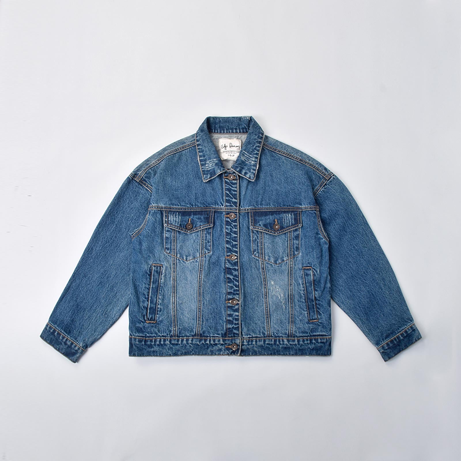 Custom Unisex Blue Washed Denim Jacket