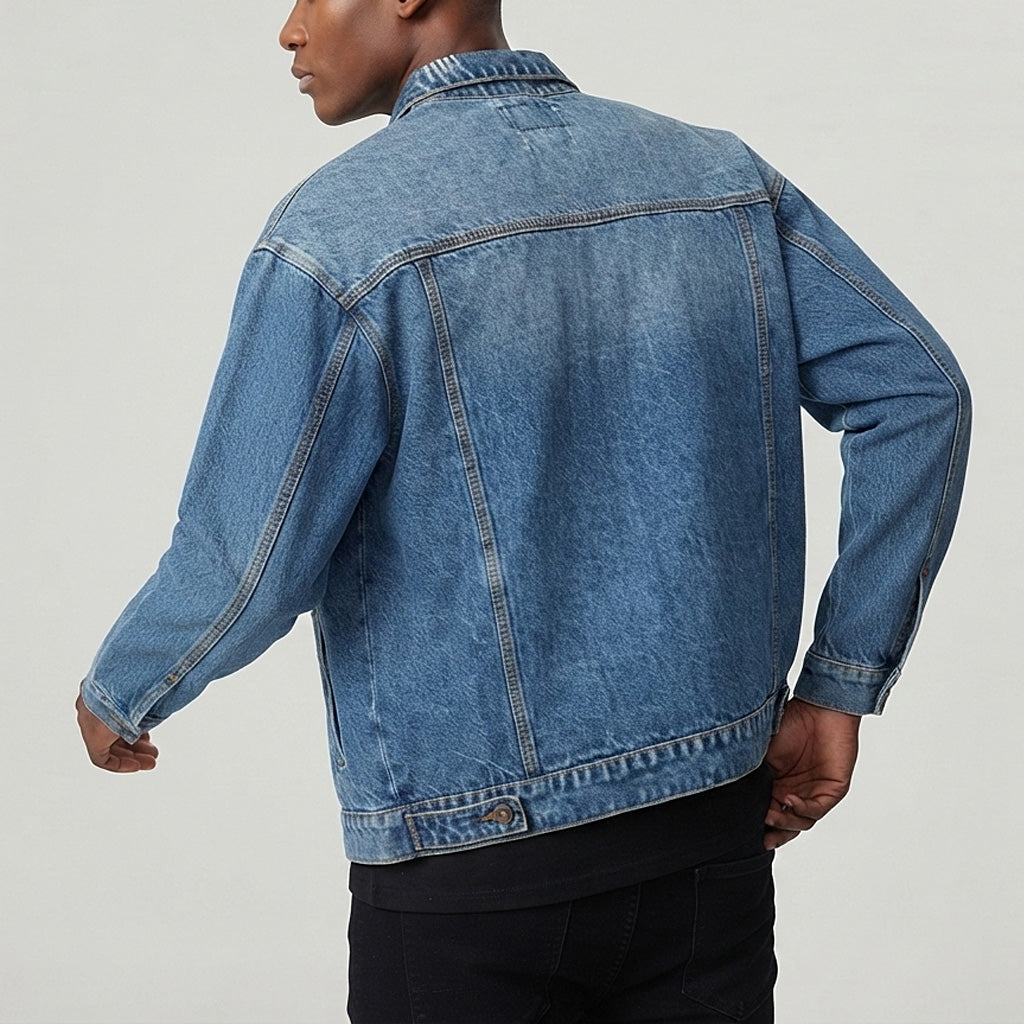Custom Unisex Blue Washed Denim Jacket