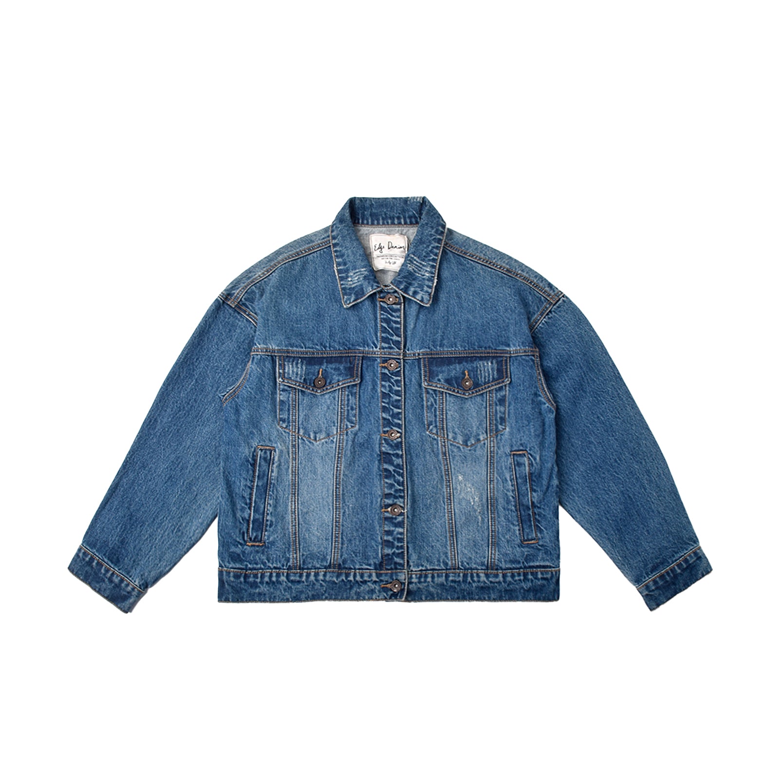 Custom Unisex Blue Washed Denim Jacket