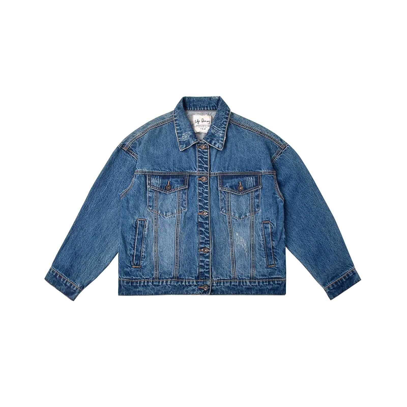 Custom Unisex Blue Washed Denim Jacket