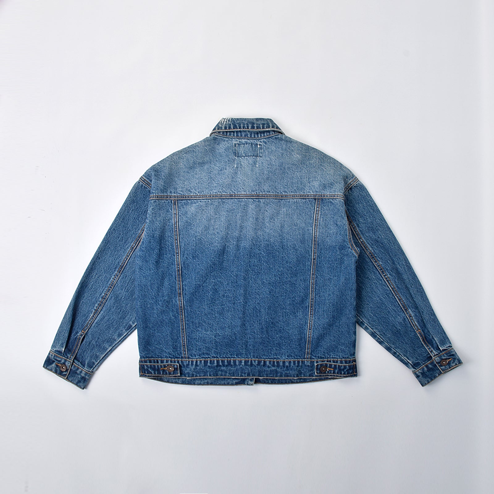 Custom Unisex Blue Washed Denim Jacket