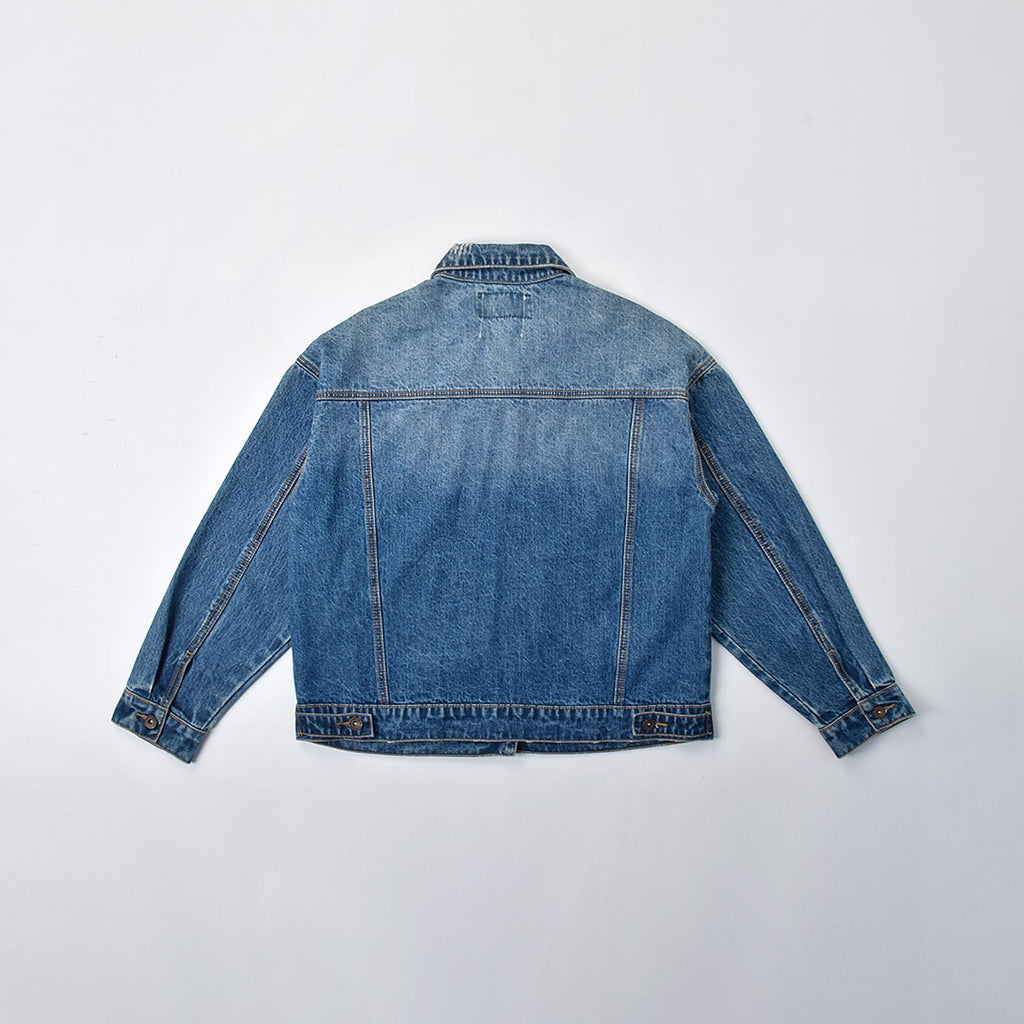 Custom Unisex Blue Washed Denim Jacket