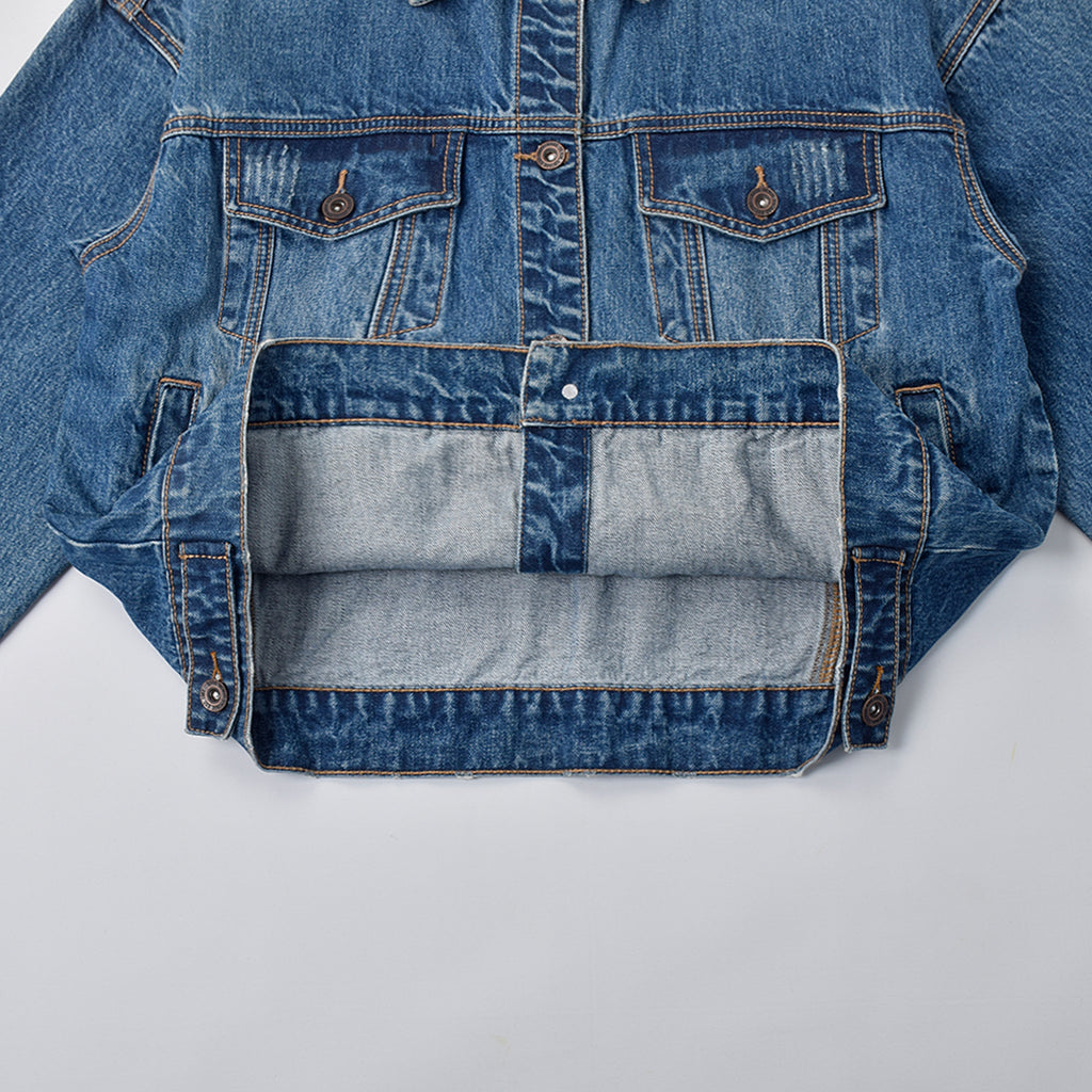 Custom Unisex Blue Washed Denim Jacket
