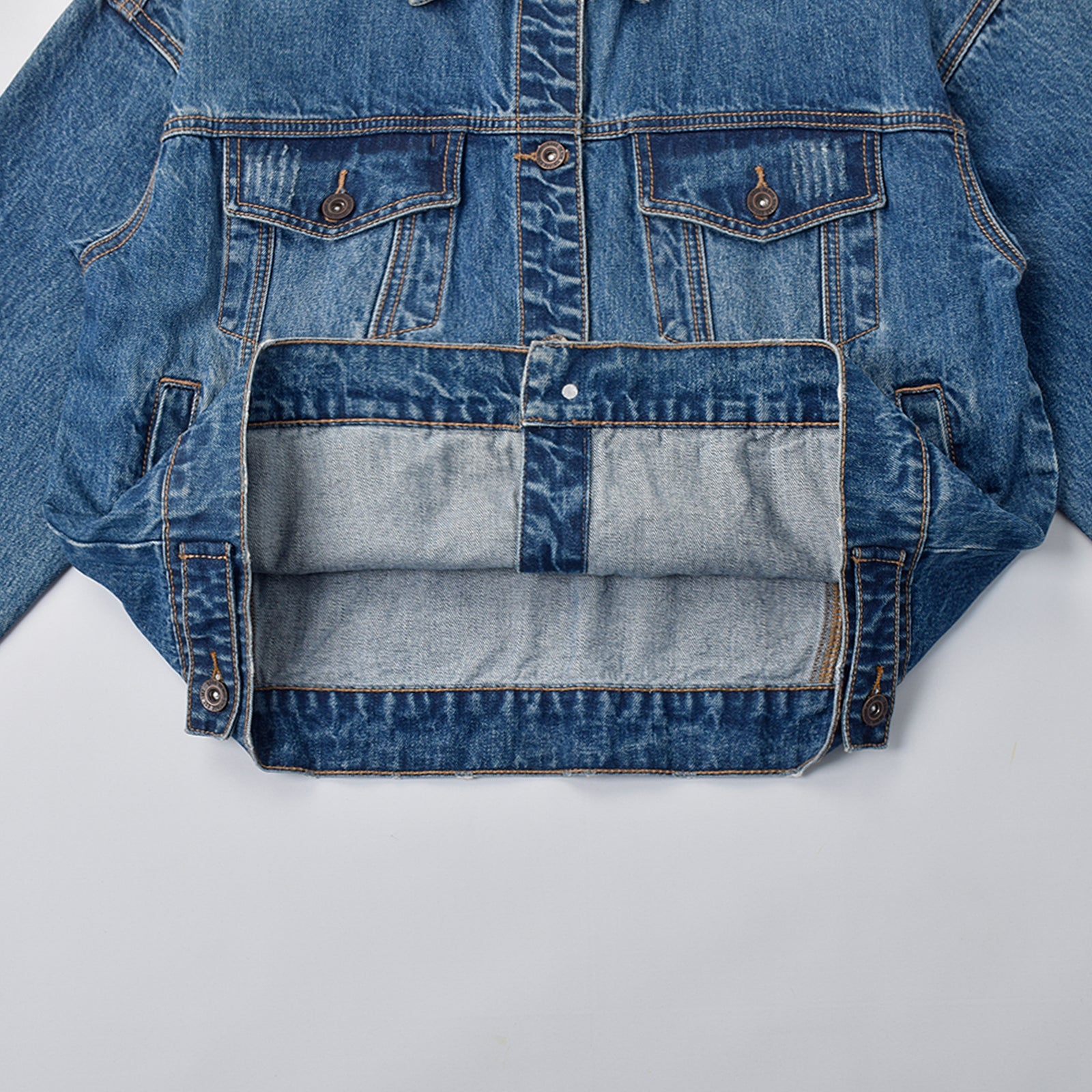 Custom Unisex Blue Washed Denim Jacket