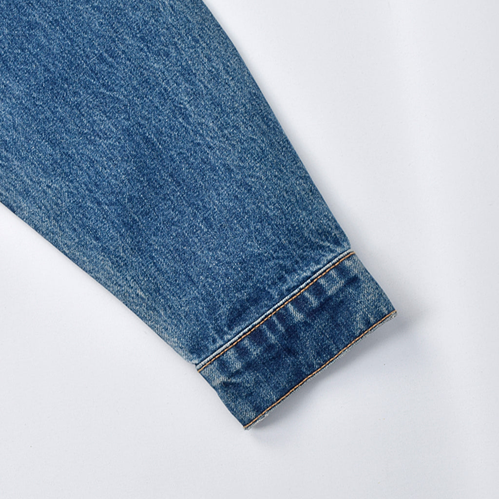 Custom Unisex Blue Washed Denim Jacket