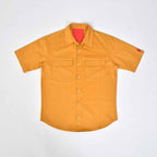 Custom Men's Khaki Woven Button Up Shirts With Two Pocket