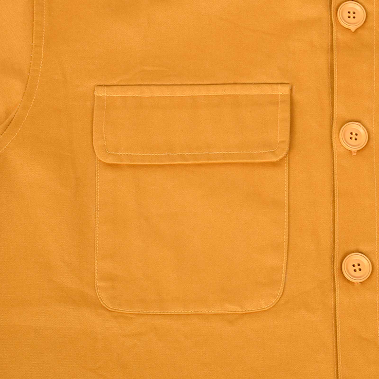 Custom Men's Khaki Woven Button Up Shirts With Two Pocket