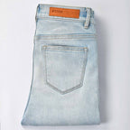Custom Women's Light Blue Skinny Jeans With Washed