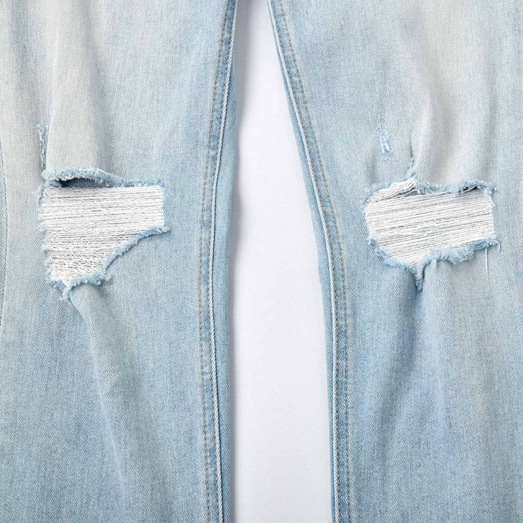 Custom Women's Light Blue Skinny Jeans With Washed