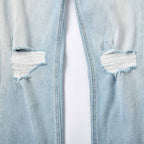 Custom Women's Light Blue Skinny Jeans With Washed