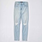 Custom Women's Light Blue Skinny Jeans With Washed