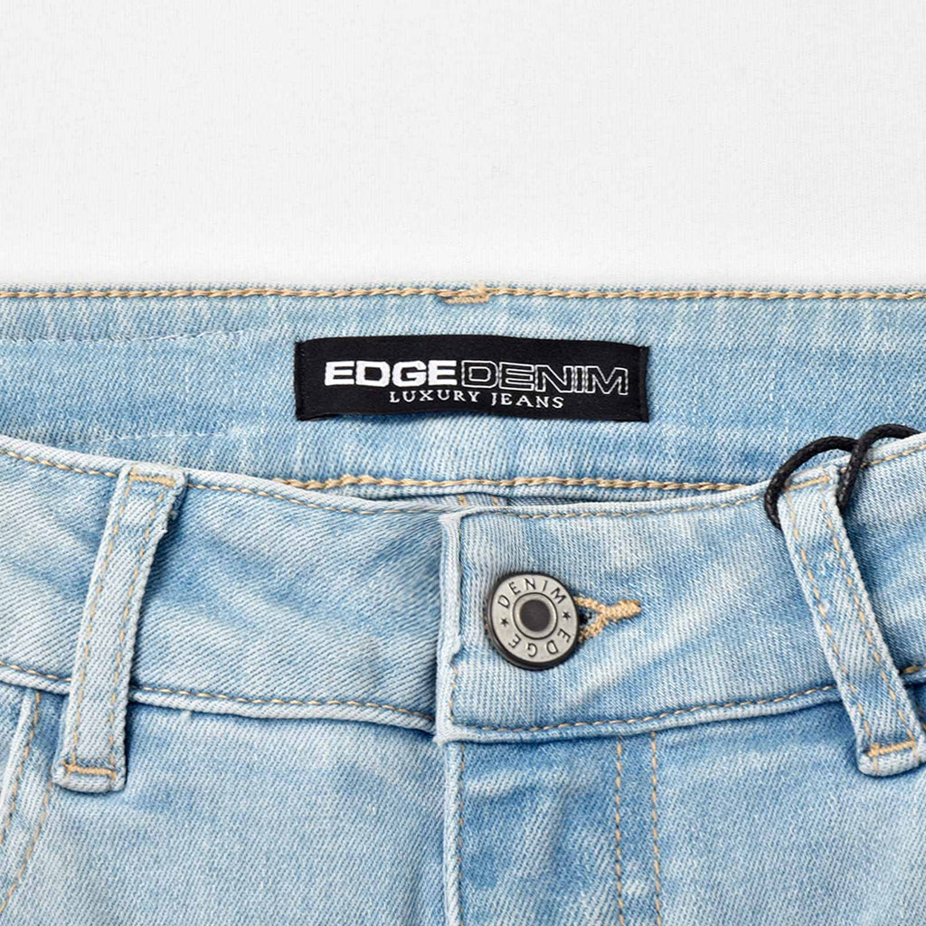 Custom Women's Light Blue Skinny Jeans With Washed