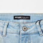 Custom Women's Light Blue Skinny Jeans With Washed