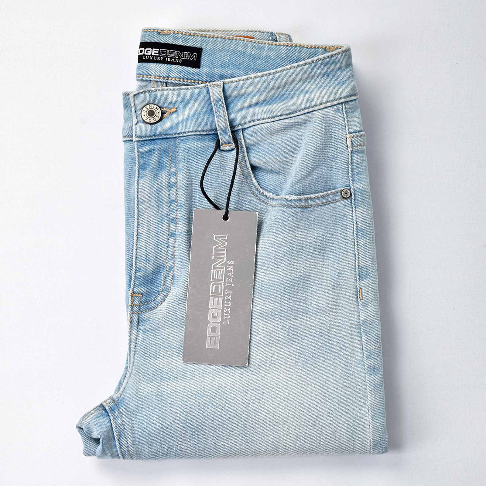 Custom Women's Light Blue Skinny Jeans With Washed