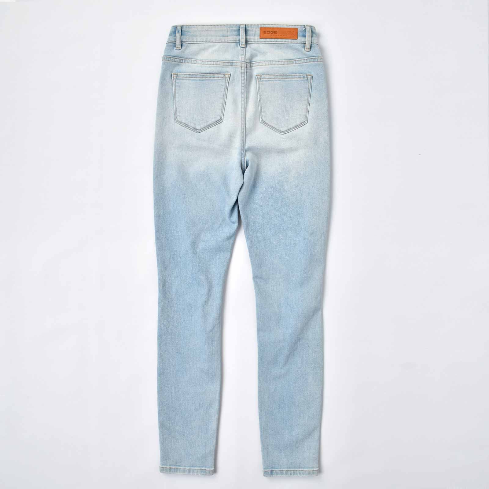 Custom Women's Light Blue Skinny Jeans With Washed
