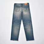Custom Men's Baggy Blue Washed Jeans With Selvedge Denim