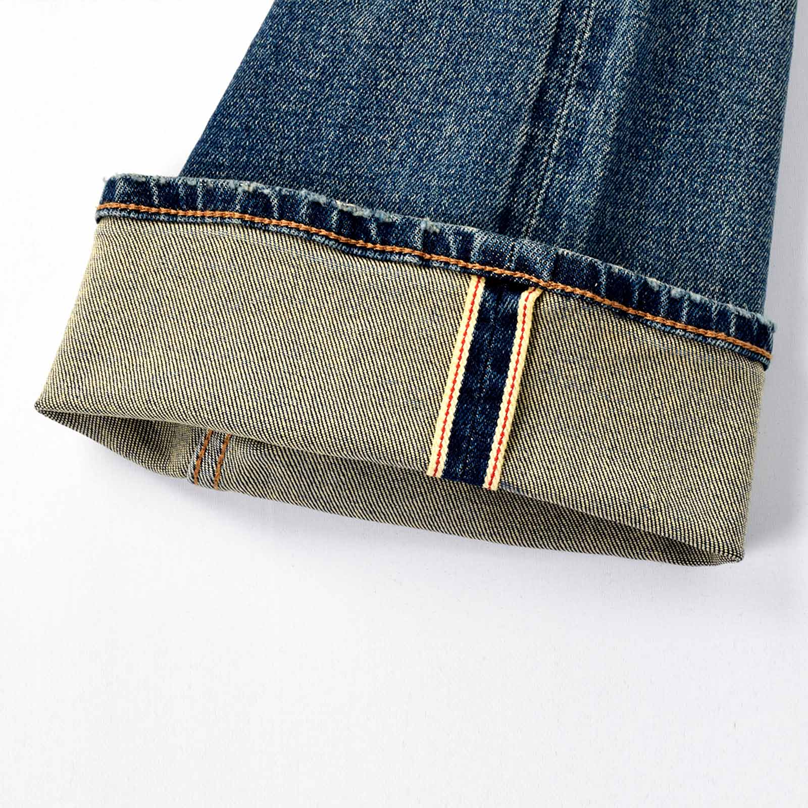 Custom Men's Baggy Blue Washed Jeans With Selvedge Denim