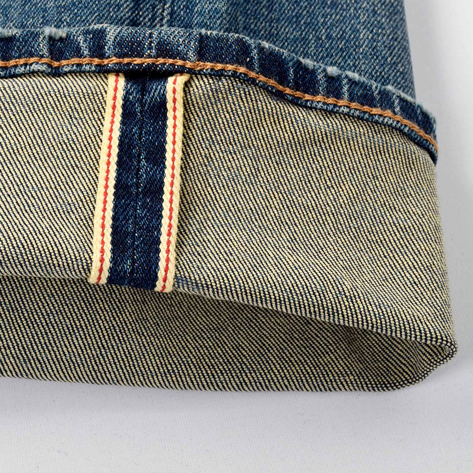 Custom Men's Baggy Blue Washed Jeans With Selvedge Denim